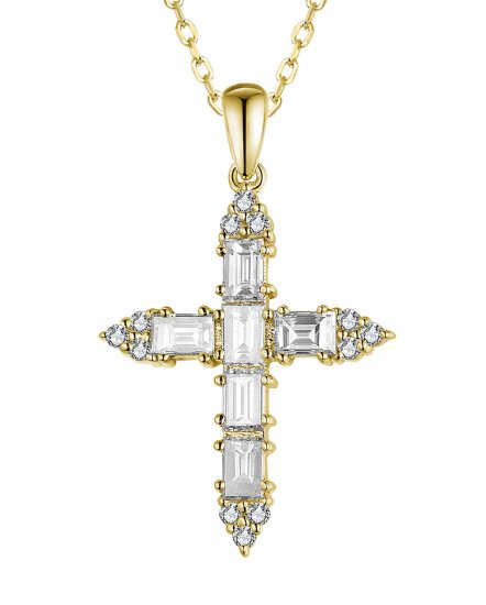 CROSS BAGUETTE DIAMOND PENDANT (TP3857)
