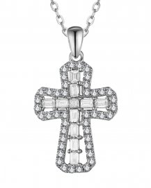 CROSS BAGUETTE DIAMOND PENDANT (TP3863)