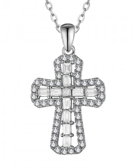 CROSS BAGUETTE DIAMOND PENDANT (TP3863)