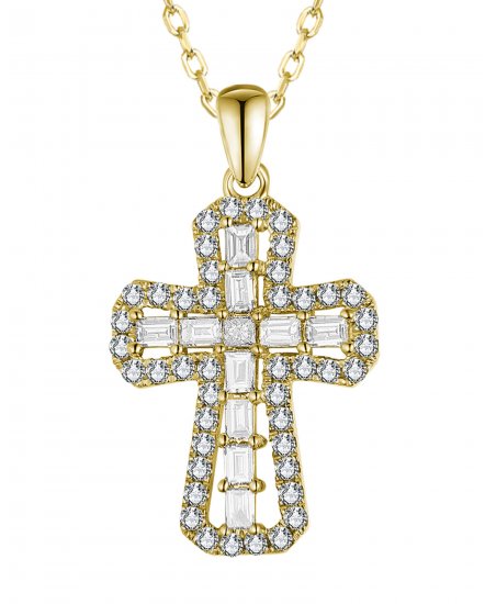 CROSS BAGUETTE DIAMOND PENDANT (TP3863)