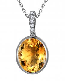 OVAL SHAPE CITRINE DIAMOND PENDANT (TP4139)
