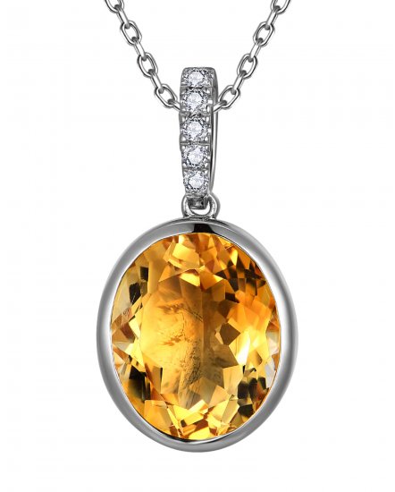 OVAL SHAPE CITRINE DIAMOND PENDANT (TP4139)