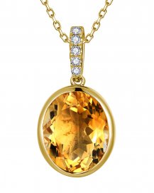 OVAL SHAPE CITRINE DIAMOND PENDANT (TP4139)