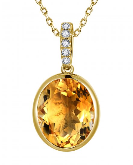 OVAL SHAPE CITRINE DIAMOND PENDANT (TP4139)