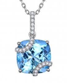 CUSHION SWISS BLUE TOPAZ DIAMOND PENDANT (TP4175)