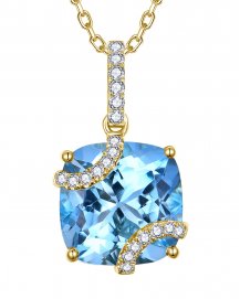 CUSHION SWISS BLUE TOPAZ DIAMOND PENDANT (TP4175)