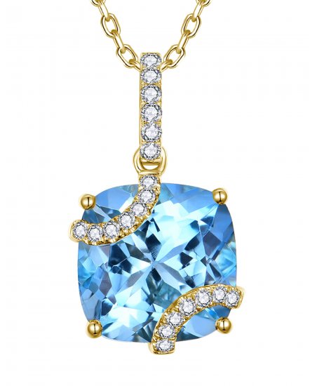 CUSHION SWISS BLUE TOPAZ DIAMOND PENDANT (TP4175)