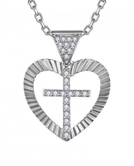 HEART SHAPE CROSS DIAMOND PENDANT (TP4599)