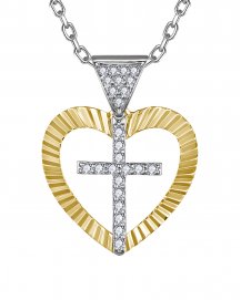HEART SHAPE CROSS DIAMOND PENDANT (TP4599)