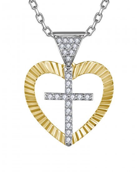 HEART SHAPE CROSS DIAMOND PENDANT (TP4599)