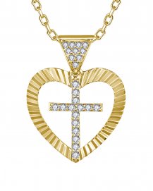 HEART SHAPE CROSS DIAMOND PENDANT (TP4599)