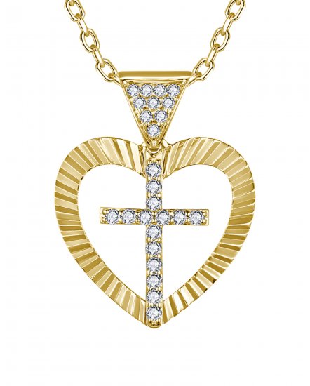 HEART SHAPE CROSS DIAMOND PENDANT (TP4599)