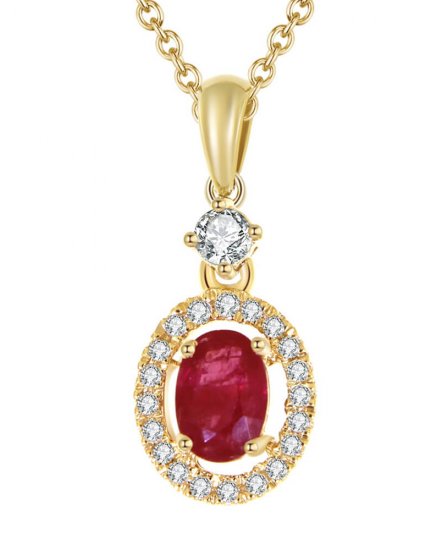 OVAL RUBY DIAMOND PENDANT (TP662)