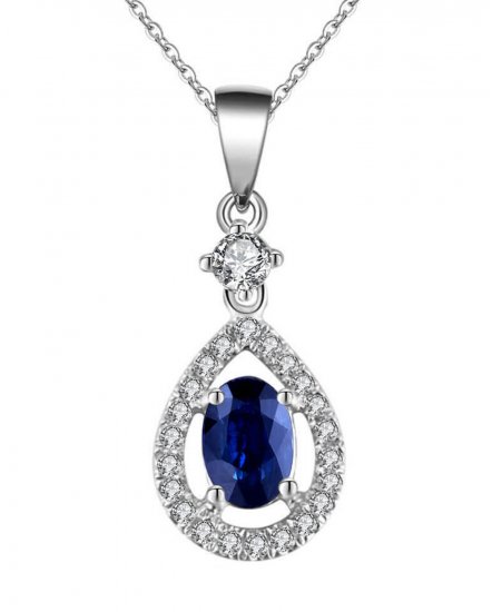OVAL SAPPHIRE DIAMOND PENDANT (TP663)