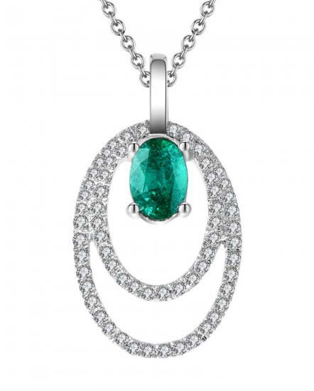 OVAL EMERALD DIAMOND PENDANT (TP742)