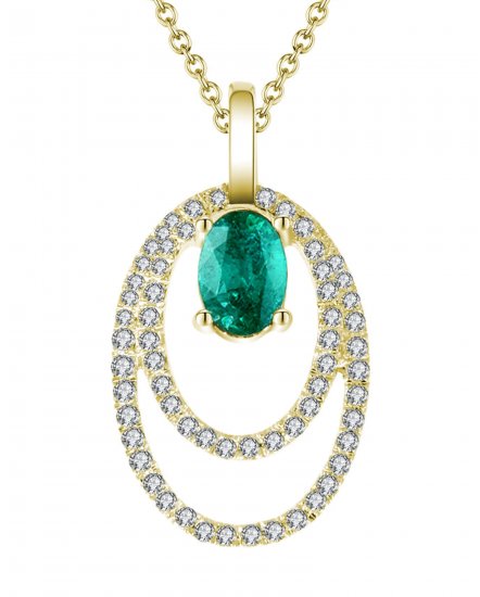 OVAL EMERALD DIAMOND PENDANT (TP742)