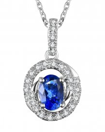 OVAL COLORED STONE DIAMOND PENDANT (TP793)