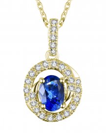 OVAL COLORED STONE DIAMOND PENDANT (TP793)