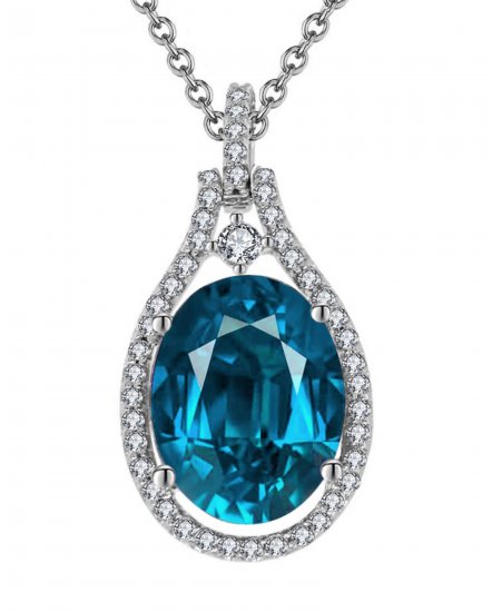 OVAL LONDON BLUE TOPAZ DIAMOND PENDANT (TP847)