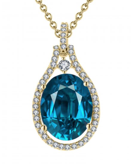 OVAL LONDON BLUE TOPAZ DIAMOND PENDANT (TP847)
