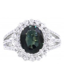OVAL SAPPHIRE DIAMOND RING (TR1121)