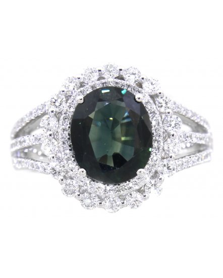 OVAL SAPPHIRE DIAMOND RING (TR1121)