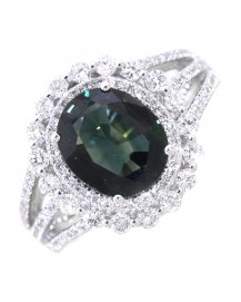 OVAL SAPPHIRE DIAMOND RING (TR1121)