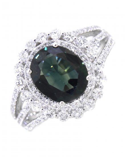 OVAL SAPPHIRE DIAMOND RING (TR1121)