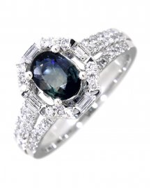 OVAL SAPPHIRE DIAMOND RING (TR1198)