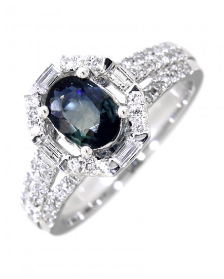 OVAL SAPPHIRE DIAMOND RING (TR1198)