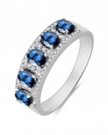 OVAL COLORED STONE DIAMOND BAND (TR1504)
