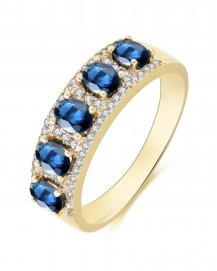 OVAL COLORED STONE DIAMOND BAND (TR1504)
