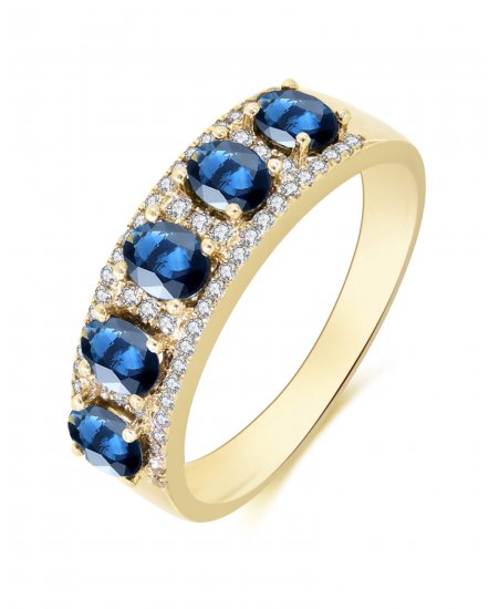 OVAL COLORED STONE DIAMOND BAND (TR1504)