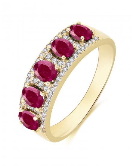 OVAL COLORED STONE DIAMOND BAND (TR1504)