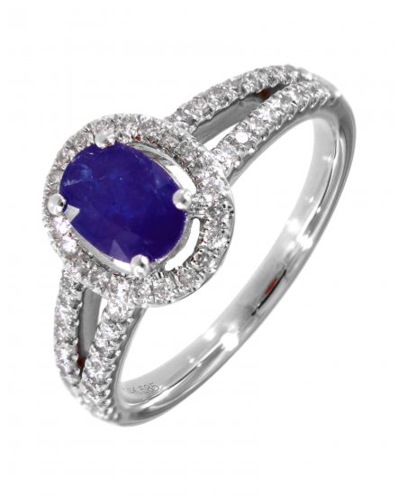 OVAL COLORED STONE DIAMOND RING (TR1531)