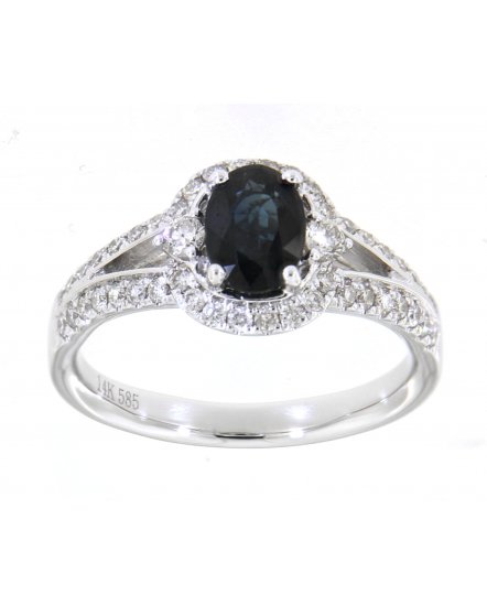OVAL SAPPHIRE DIAMOND RING (TR1768)
