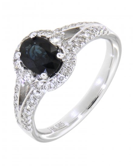 OVAL SAPPHIRE DIAMOND RING (TR1768)