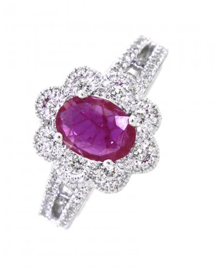 OVAL RUBY DIAMOND RING (TR2188)