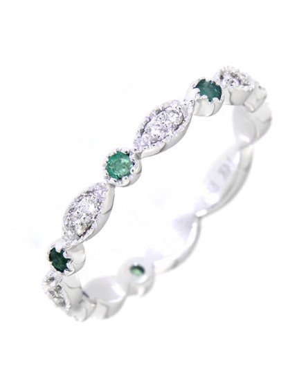 MARQUISE STYLE COLORED STONE DIAMOND BAND (TR2965)