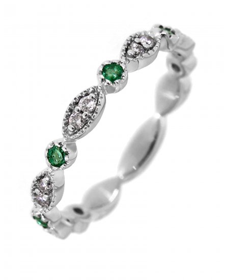 MARQUISE STYLE COLORED STONE DIAMOND BAND (TR2965)