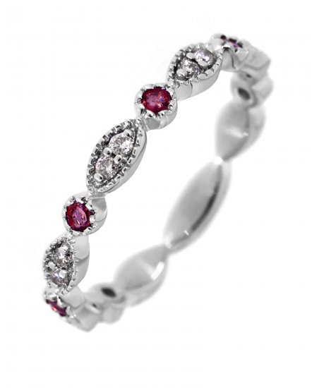 MARQUISE STYLE COLORED STONE DIAMOND BAND (TR2965)
