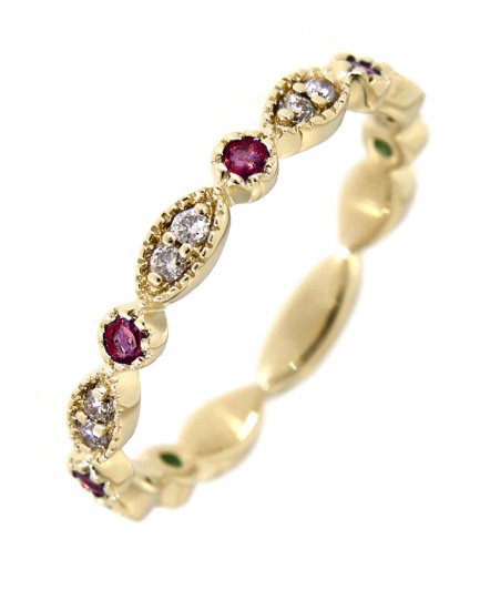 MARQUISE STYLE COLORED STONE DIAMOND BAND (TR2965)