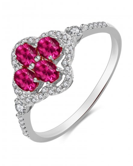 FLORAL STYLE COLORED STONE DIAMOND RING (TR3067)