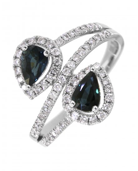 PEAR SAPPHIRE DIAMOND RING (TR3074)