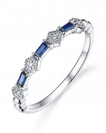 HEXAGON STYLE BAGUETTE COLORED STONE DIAMOND BAND (TR3331)