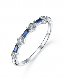HEXAGON STYLE BAGUETTE SAPPHIRE DIAMOND BAND (TR3331)