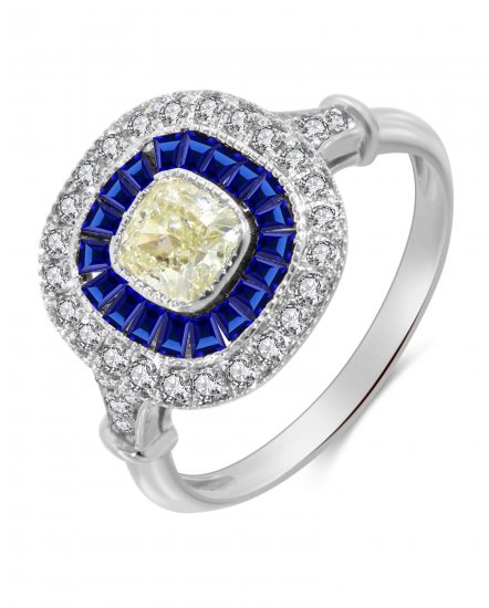 BAGUETTE SAPPHIRE DIAMOND RING (TR3363)