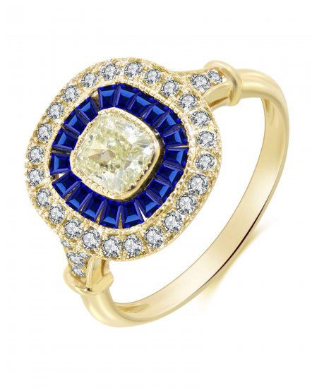 BAGUETTE SAPPHIRE DIAMOND RING (TR3363)