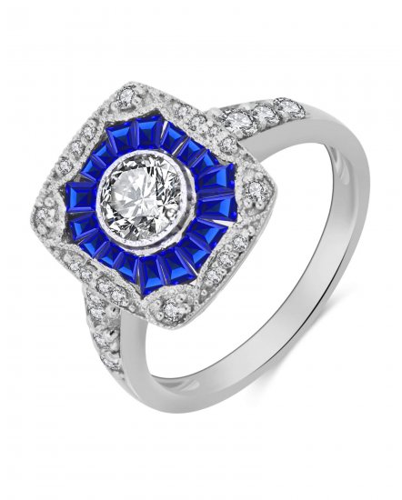 BAGUETTE SAPPHIRE DIAMOND RING (TR3364)