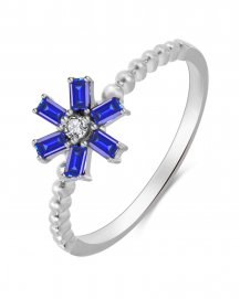 BAGUETTE COLORED STONE DIAMOND RING (TR3373)